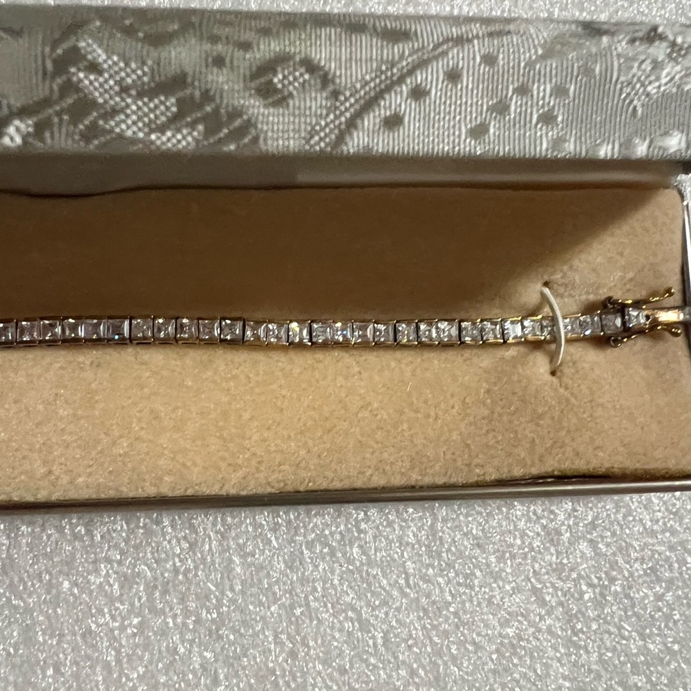 Suzanne Somers Gold Over Stirring Silver 925 Tennis Bracelet In Original Box View 6